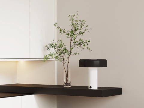 现代床头柜 床头摆件su模型