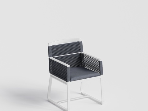 现代庭院花园 单人椅 金属绳编椅 餐椅su模型