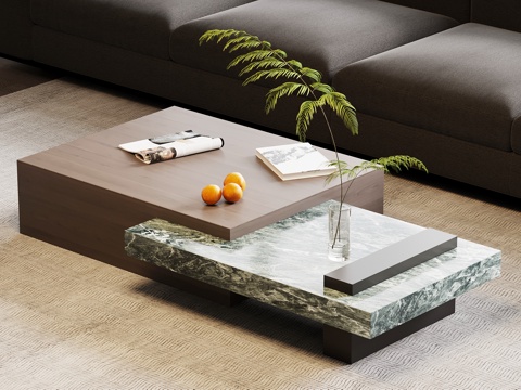 现代意式茶几 大理石茶几su模型