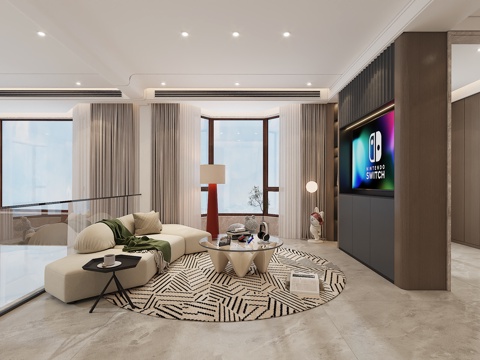  别墅客厅游戏模型switch休闲现在模型3d模型 