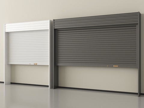  现代卷帘门 卷闸门 车库门 仓库门 防盗门su模型 