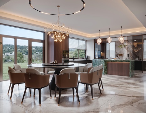  现代意式餐厅厨房3d模型 