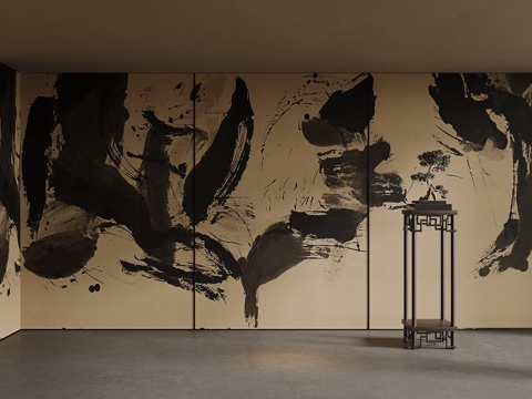 新中式屏风 隔断su模型