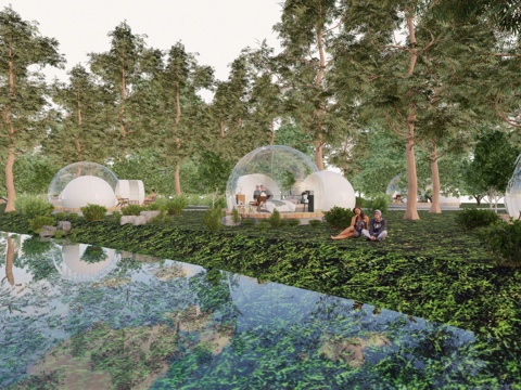  餐厅 帐篷 营地 酒店 度假村 民宿 野外 露天 泡泡屋 网su模型 