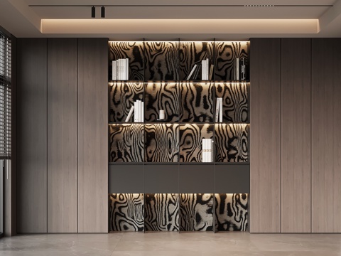 现代意式书柜su模型