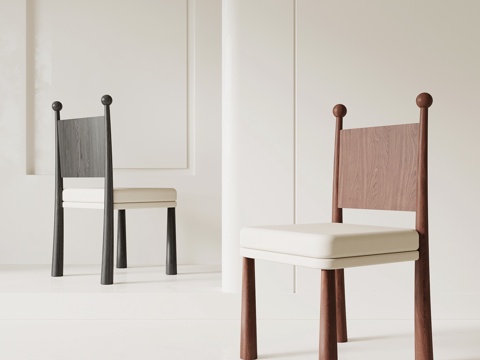  法式中古餐椅 椅子 木椅su模型 