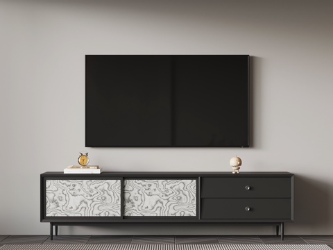 现代意式电视柜su模型