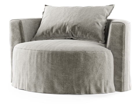  现代北欧圆形布艺单人休闲沙发3d模型 