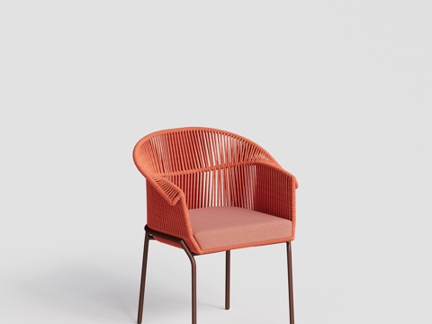 LIVINTWIST 现代户外 庭院花园 网红餐椅 绳编金属su模型