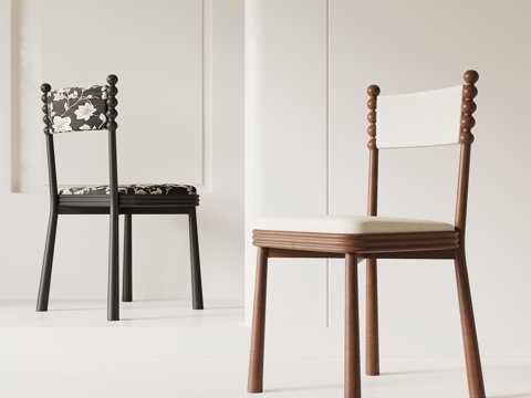  法式中古餐椅 椅子 木椅su模型 