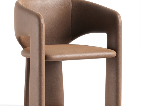 现代简约皮革单椅 餐椅 扶手椅 休闲椅su模型