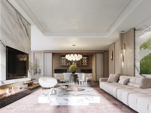 轻奢大平层 样板间 最新全套施工图 效果图合集cad施工图