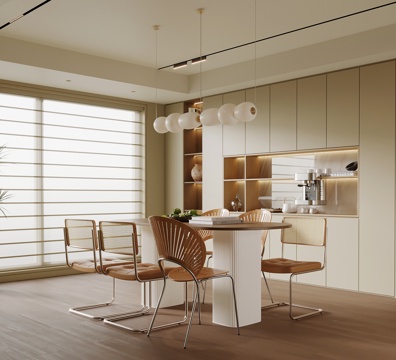  中古风餐厅su模型 