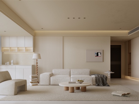  奶油风 样板间 最新全套施工图 效果图合集cad施工图 