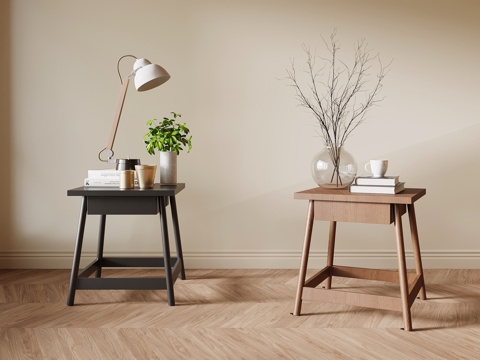  法式中古边几 床头柜su模型 