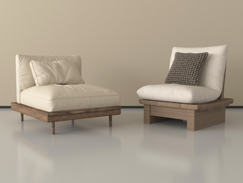 侘寂风沙发椅 休闲椅 布艺沙发 单人沙发su模型