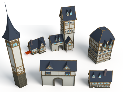  风格化资产 欧式配件 欧式简模 欧式建筑 欧式城堡 欧式简模3d模型 