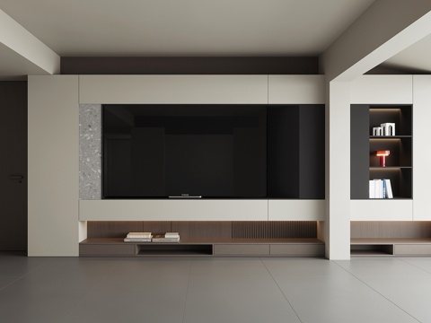  现代电视背景墙3d模型 