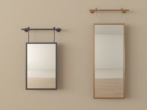 法式镜子穿衣镜 装饰镜 长方形装饰镜su模型