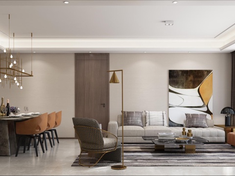  轻奢大平层 样板间 最新全套施工图 效果图合集cad施工图 