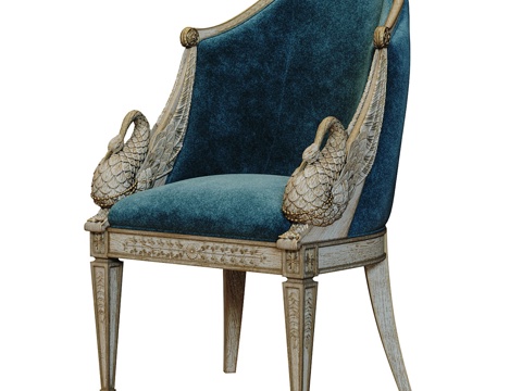  法式木质单椅3d模型 