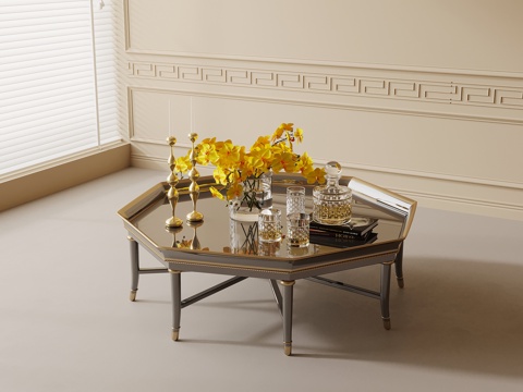 法式复古风茶几 子母几su模型