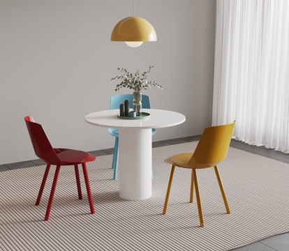 现代简约休闲桌椅 多巴胺桌椅su模型