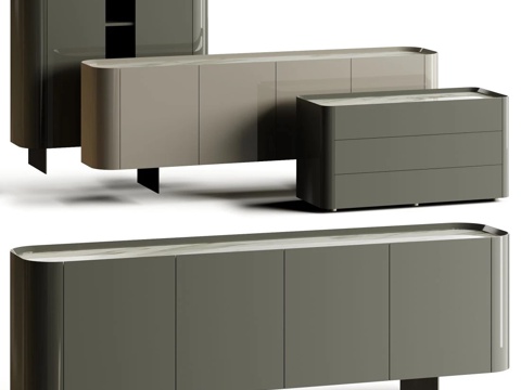  现代意式电视柜 边柜组合3d模型 