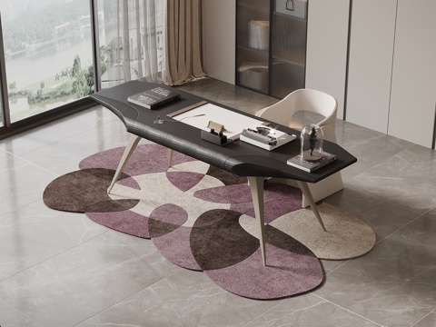 现代简约书桌椅 办公桌椅su模型