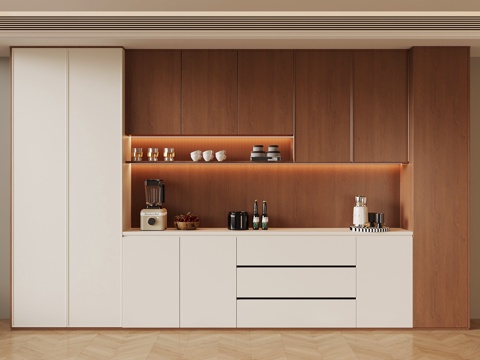  现代中古酒柜 餐边柜su模型 