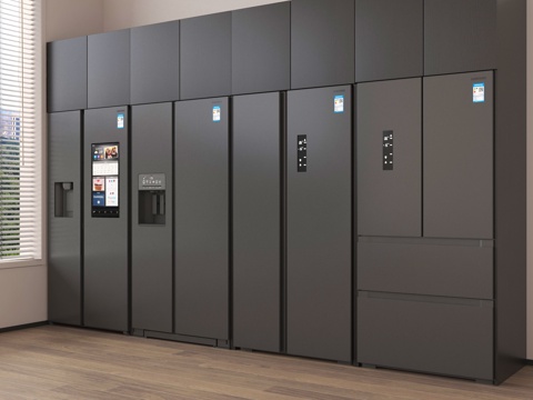  现代冰箱组合 双开门冰箱 冰箱橱柜组合3d模型 