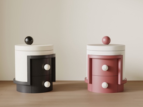 现代奶油风床头柜 儿童床头柜su模型