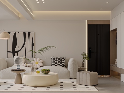  奶油风 样板间 最新全套施工图 效果图合集cad施工图 