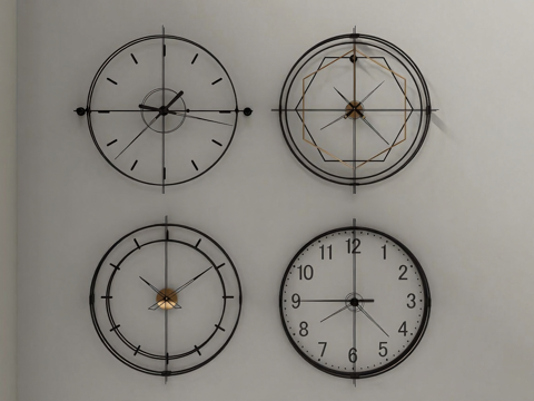 挂钟 钟表 现代简约挂钟 创意挂钟 轻奢挂钟 圆形挂钟su模型