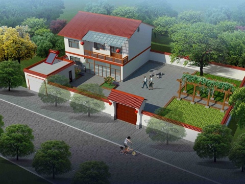 新中式乡村庭院 乡村民房 古建民俗 民宿建筑su模型