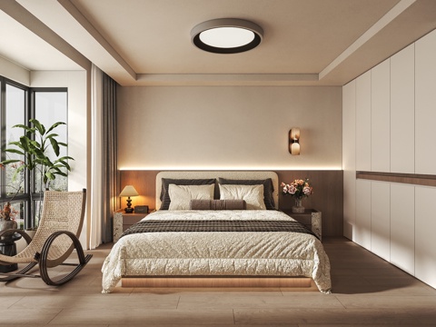  现代中古风老人房3d模型 