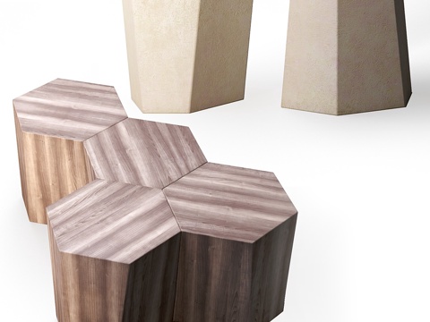  现代实木茶几组合3d模型 