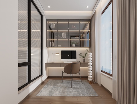  现代书房模型3d模型 