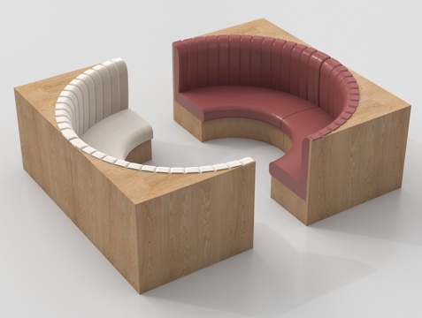  现代弧形卡座沙发3d模型 