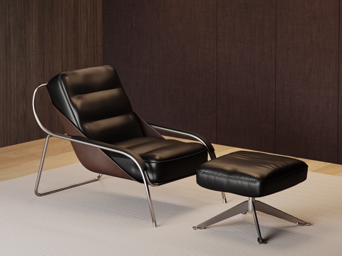  现代意式躺椅 皮质躺椅su模型 