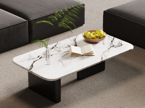  现代意式茶几 大理石茶几3d模型 