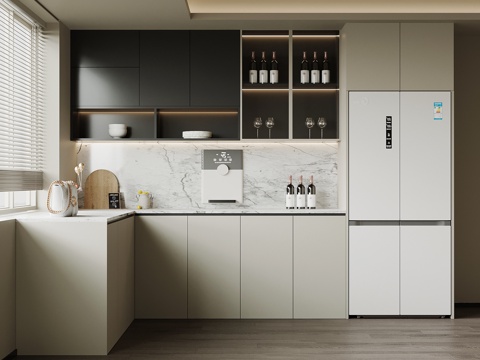 现代橱柜 餐边柜su模型