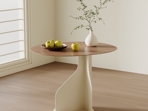 现代中古风边几 角几圆几su模型