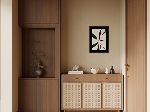 中古风入户门厅 鞋柜su模型