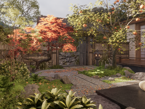 日式庭院 杂木风 禅意su模型