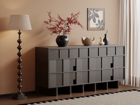 中古风玄关柜 边柜su模型