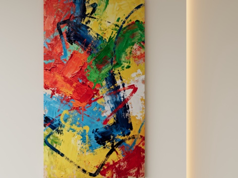  现代抽象油画装饰画su模型 