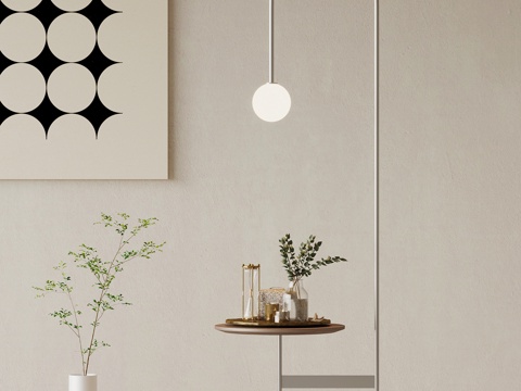 现代落地灯 边几su模型