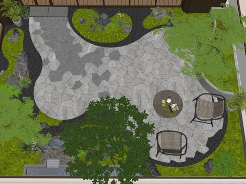 现代新中式其他小品 枯山水景观 枯山水庭院 庭院枯山水 禅意su模型