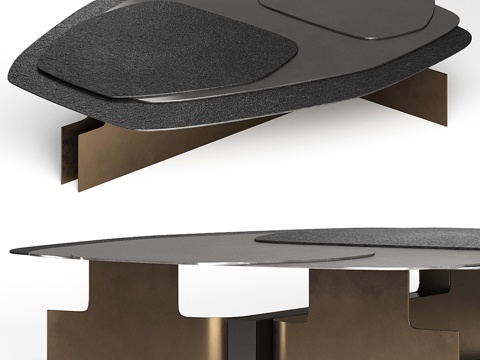  现代意式轻奢金属玻璃茶几3d模型 